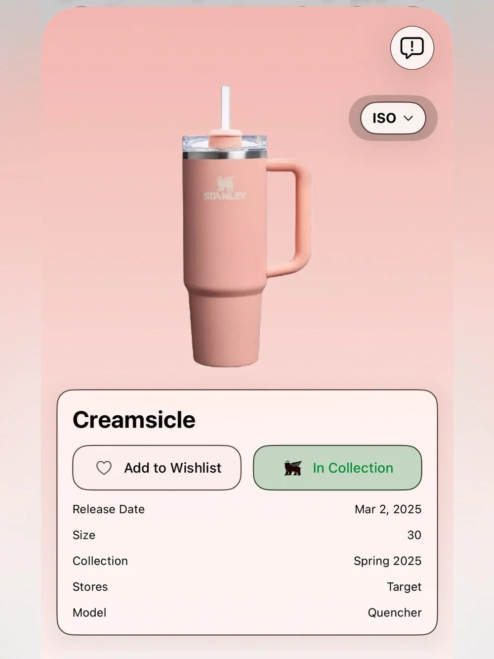 Stanley 30 oz creamcicle Target exclusive